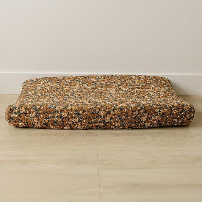 Mebie Baby Changing Pad Cover, Venetian Floral, 100% Muslin Cotton Changing Table Pad Cover for Baby Boy and Girl, Designer Nursery Decor Covers, Diaper Changing Pad Cover for Changing Station