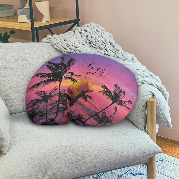 Forchrinse Hawaiian Palm Tree Red Sky Nursing Pillow Cover for Baby Boys Girls,Soft Breastfeeding Pillow Cover Infant Feeding Cushion Cover Washable