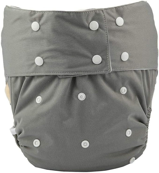 Adult Cloth Diaper Cover Nappy Reusable Washable Adjustable for Disability Incontinence Person (Grey)