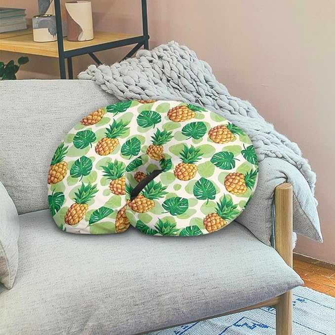 Nursing Pillow Cover Fits The Original Support for Breastfeeding, Bottle Feeding, and Bonding Pineapple Palm Leaf Soft Comfortable Slipcover for Baby Girl and Boy