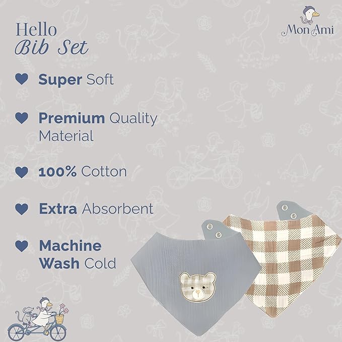 MON AMI Muslin Burp Cloths for Baby – 100% Cotton Burping Cloths for Babies, Extra Absorbent, Ultra-Soft, Baby Essentials