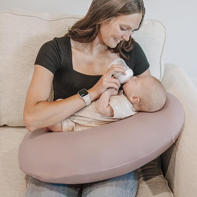 Konssy 2 Pack Nursing Pillow Covers, Stretchy and Soft Nursing Cover for Breastfeeding Pillows, Pillow Slipcover for Baby Girls Boys Newborn (Butterfly Dreams, Taupe)