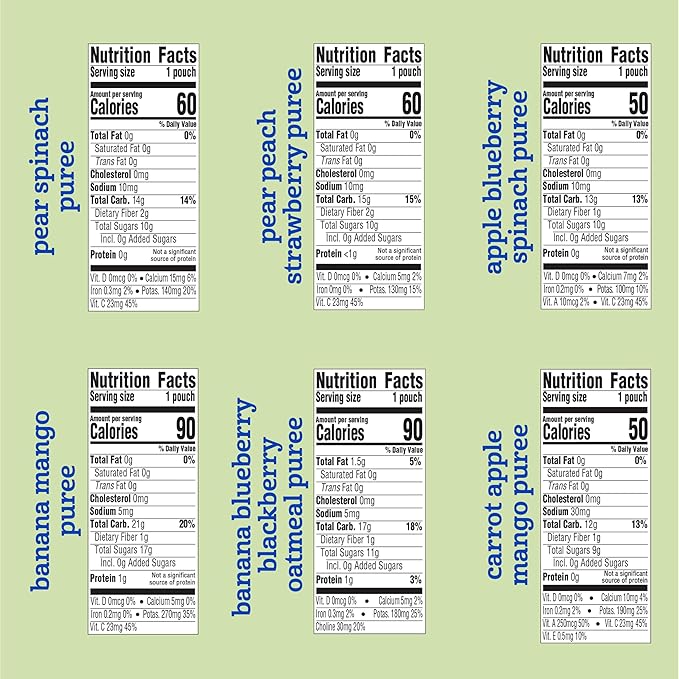 GERBER Infant Puree Organic Variety Pack 2nd Food Pouches 18x3.5oz