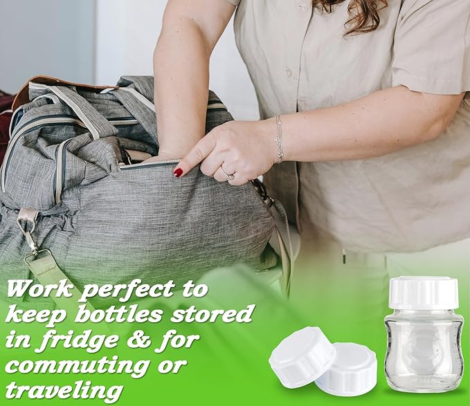 (12-PCs) Travel Bottle Caps Compatible with Avent Bottles, Bottle Lids Replacement White