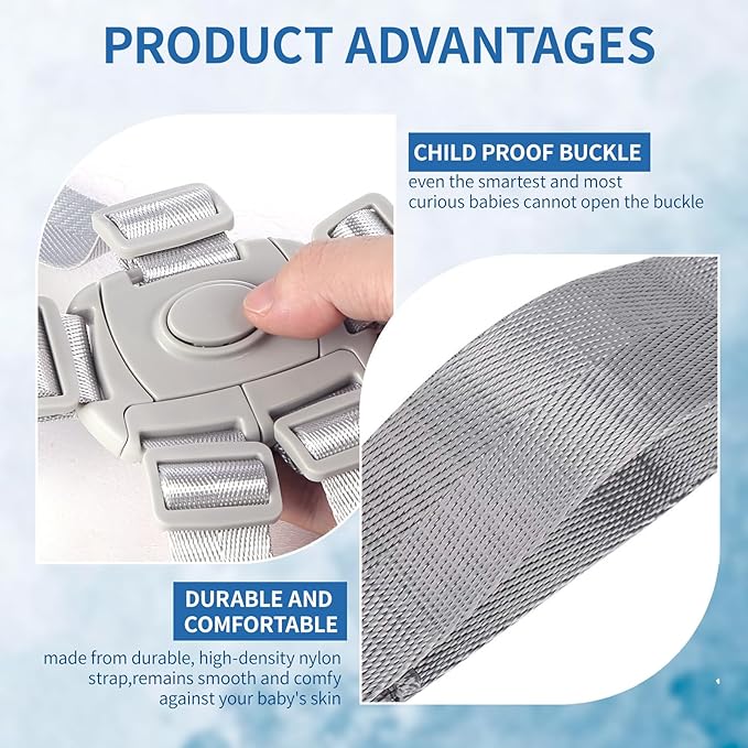 Adjustable High Chair Straps Replacement Compatible with Ingenuity for Most for Most 5 Point High Chairs,Secure Buckle,1PC