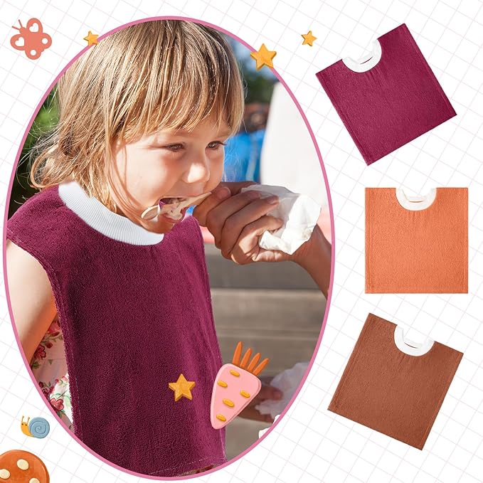 Foaincore 6 Pcs Pullover Baby Bibs Cotton Terry Toddler Absorbent Infant for Feeding and Drooling Towel Bib (Retro Colors)