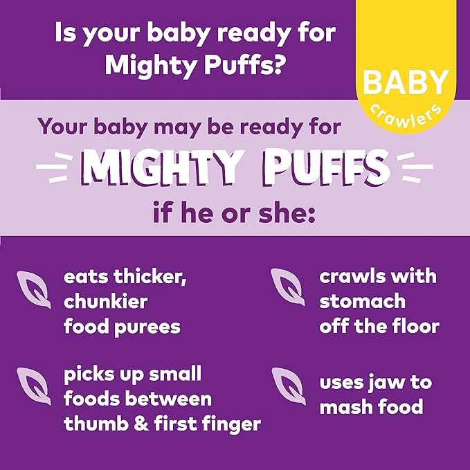 Plum Organics Mighty Puffs Ancient Grain + Chickpea Snack, Beet + Strawberry Flavor, Baby Crawlers, Kosher, USDA Certified Organic, Non-GMO, 1.85 Ounce (Pack of 6)