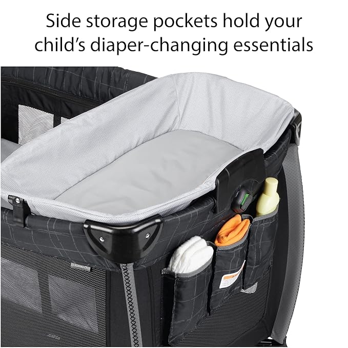 Safety 1st Play-and-Stay Play Yard, Easy fold, Full-Size Play Yard with Removable Full Bassinet, Dunes Edge