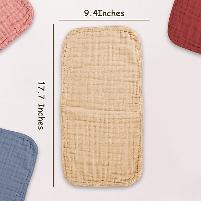 Muslin Solid Burp Cloths 100% Cotton Large 18''x10'' Extra Soft and Absorbent Multifunctional 6 Pack Baby Burping Cloth for Unisex Boys Girls (Khaki)
