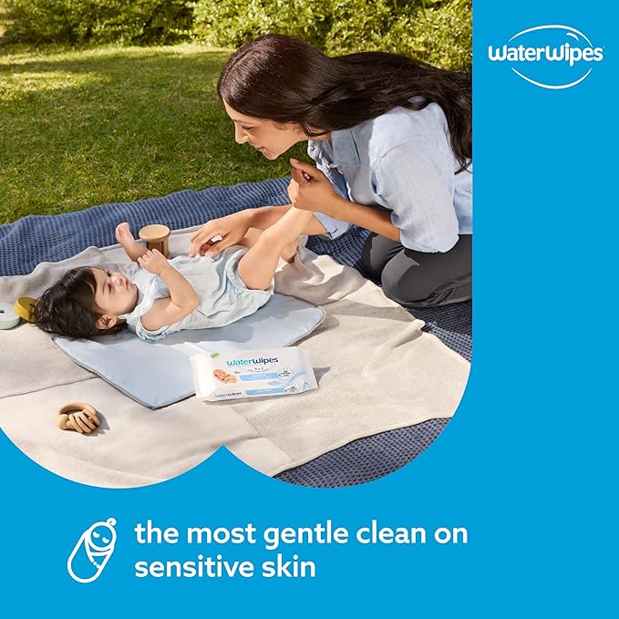 WaterWipes Sensitive+ Newborn & Baby Wipes, 3-In-1 Cleans, Cares, Protects, 99.9% Water, Unscented & Hypoallergenic, 60 Count (24 Packs)