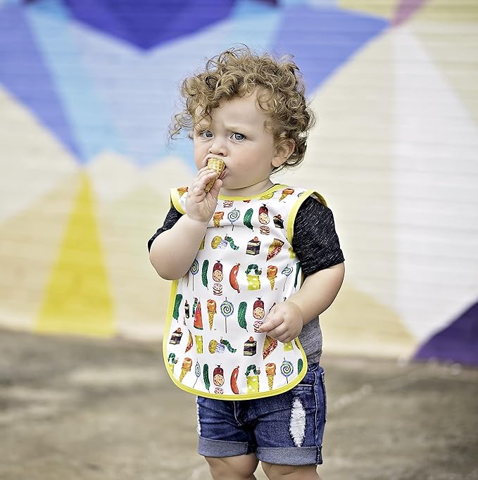BapronBaby Eric Carle Food Parade Bapron - No Neck Tie Safer Bib for Baby & Toddler - Soft Waterproof Stain Resistant - Machine Washable - Sz Preschool 3-5yrs