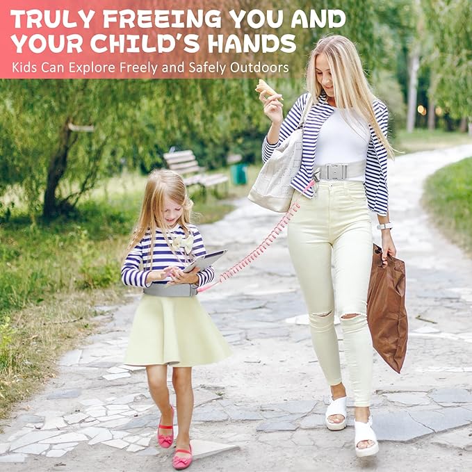 JXM Child Waist Harness with Lock for Hands-Free Safety Walking, Adjustable Waist Tether for Big Kids with Autism Special Needs ADHD, Child Elopement Leash for Outdoor Travel