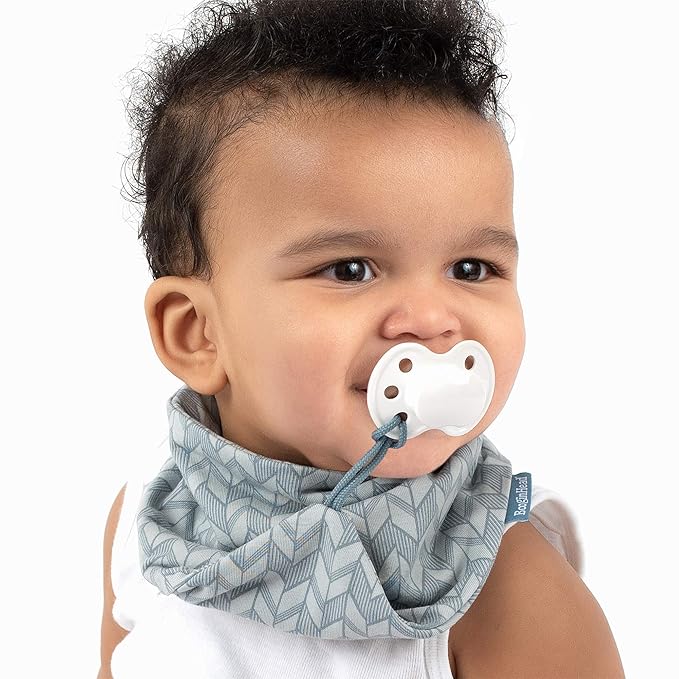 BooginHead by Infantino Cotton Baby Drool Bibs, Teething Bib and Pacifier Holder Bib, Blue Arrows