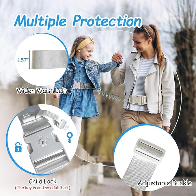 Hands Free Toddler Leash for Kids with Lock, Adjustable Child Harness Leashes for Toddlers, Baby Walking Harness for Outdoor Travel, Safety Harness for Kids with Autism Special Needs ADHD