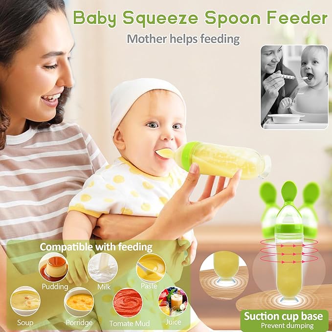 Baby Fruit Feeder Pacifier - 12 Pack | 2 Infant Food Feeder Pacifier & 1 Babies Food Dispensing Spoon | Fresh Fruit Teethers for Babies | Silicone Feeder Baby,Infant Teething Feeders(Green)