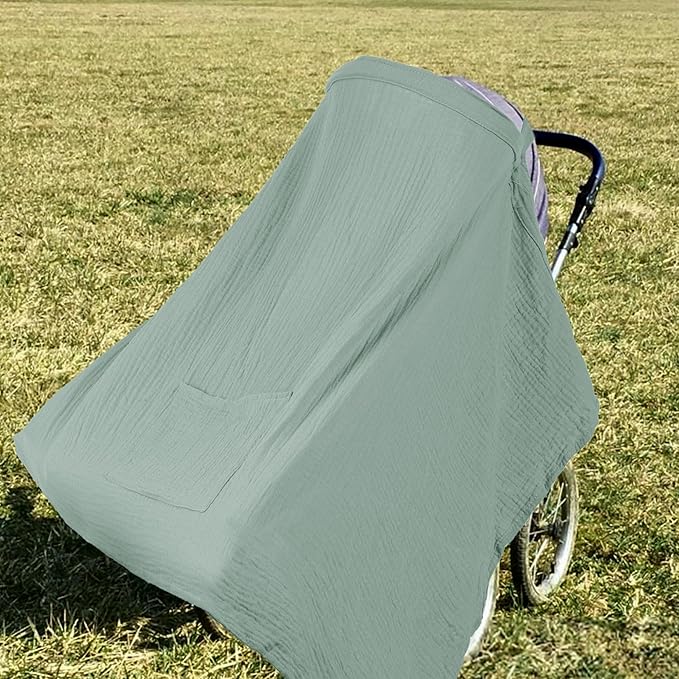 Wimst Muslin Nursing Cover Breastfeeding for Women, Soft and Breathable Breastfeeding Cover with Rigid Hoop for Nursing Apron (Sage)
