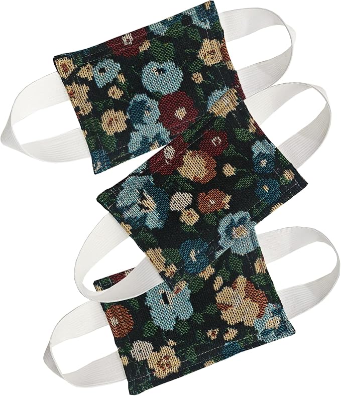 Baby Proof Door Silencer & Cloth Latch Cover, Quiet Close Anti-Slam Pads to Prevent Slamming and Accidental Locking, for Nursery and Toddler Safety (3, Black Floral Pattern, 4.1 * 3.1 inches)