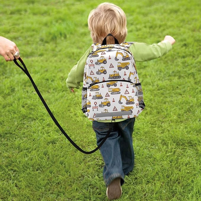 Toddlers Backpack Kids Truck Childish Bookbag for Boys Girls 3-6 Years Preschool Kindergarten Cute Mini Bags with Safety Leash Daypack