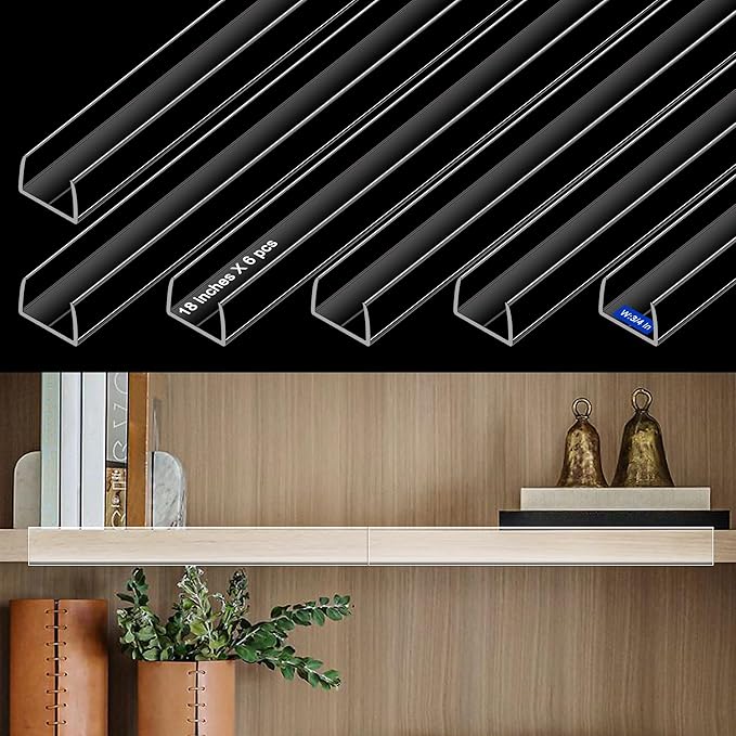 Full 18 Inches Unshortened Cabinet Door Protector, Clear Flexible Slip-On Edge Guard with Soft Rubber Groove, Trimable Cabinet Bumper for 3/4" Thick Doors, Anti-Wear Anti-Chip, 6 Pack