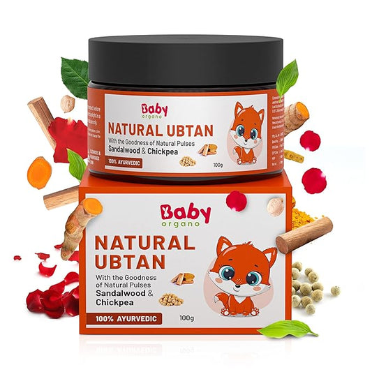 Baby Organo Babyorgano Natural Ubtan For Skin Tan Removal L Bath Powder For Kids And Women L Soft Glowing Skin With Green Gram L Sandalwood And Turmeric L 100% Ayurvedic Fdca Approved - 100 g