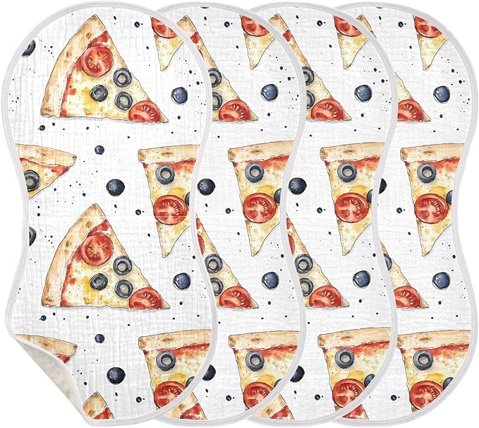 vvfelixl Muslin Burp Cloths Margherita Pizza Baby Washcloths for Baby Girl Boys 2 Pack