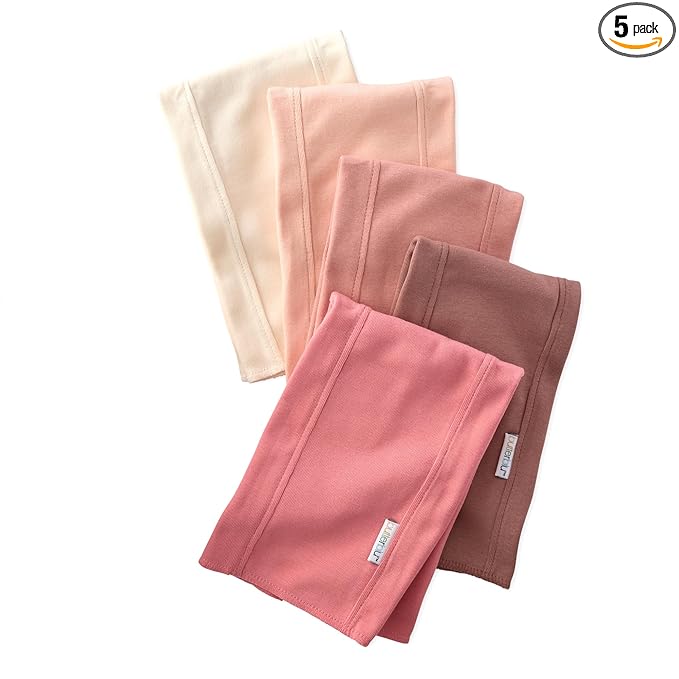 Butterblu Bailey 5-Pack Burp Cloths 100% Organic Cotton Knit for Newborn & Baby Boys & Girls, Sunset, One Size