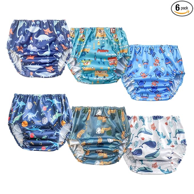 BISENKID 6 Packs Waterproof Plastic Pants for Toddlers for Plastic Pants Good Elastic Plastic Potty Training Covers for Plastic Training Pants for Toddlers Boys 2t