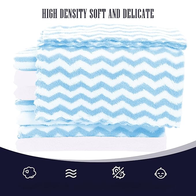 16 Pack Super Soft Baby Burp Cloths, Baby Washcloths, Ultra Absorbent Large Newborn Burping Cloth for Boy and Girl, Milk Spit Up Rags, Unisex for Baby Sensitive Skin, Aqua and White, 16 x 12 Inch