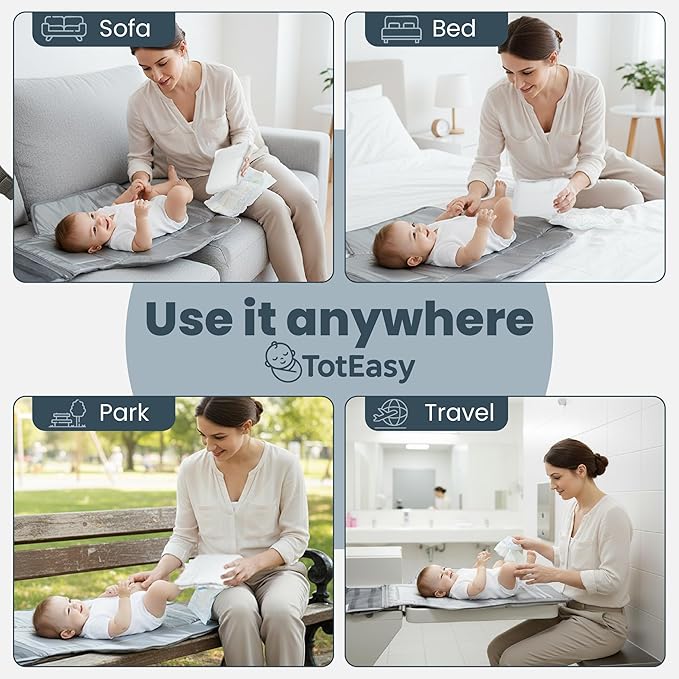 Portable Changing Pad - Changing Pad Travel Extra Long Waterproof with Storage and Wipes Pocket - Foldable Baby Diaper Changing Pad - Portable Changing Station for Travel, On-the-Go Parents & Newborns