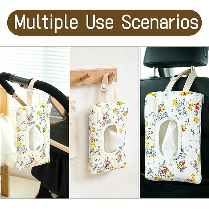 Quilted Baby Wipe Holder Floral Diaper Pouch Portable Quilted Wipes Bag for Car, Stroller