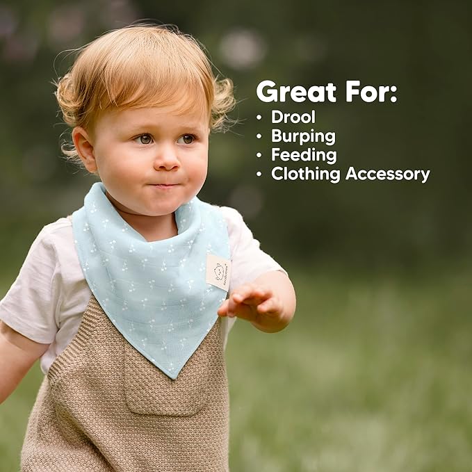 8-Pack Muslin Baby Bibs for Boys, Girls - Muslin Bandana Drool Bibs for Baby Girl & Boy, Drooling Newborn, Teething Toddler, Infant 0-36 Months, Soft Cotton Extra Absorbent (Wild Bloom)