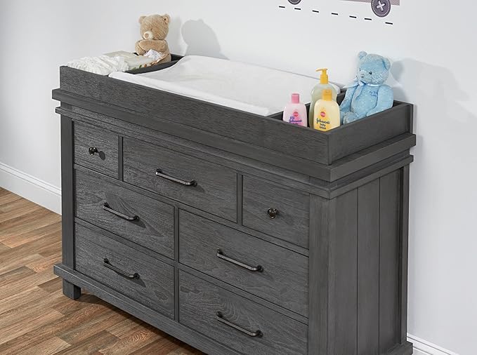 Soho Baby Hampton Premium Changing Topper for 7-Drawer Dresser, Canyon Gray