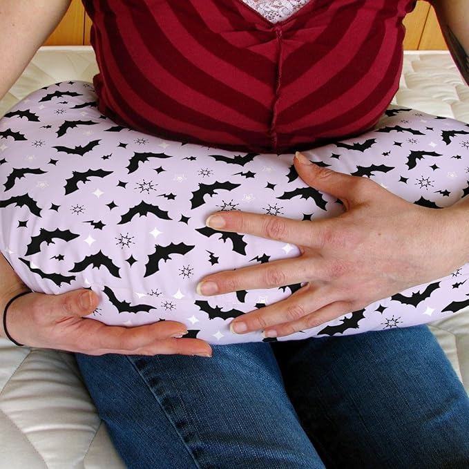 Purple Pastel Halloween Baby Nursing Pillow Covers for Boy Girl Black Bat and Stars Nursing Pillowcase for Breastfeeding Pillows Spooky Halloween Night Soft Stretchy Slipcovers for Newborn Infant