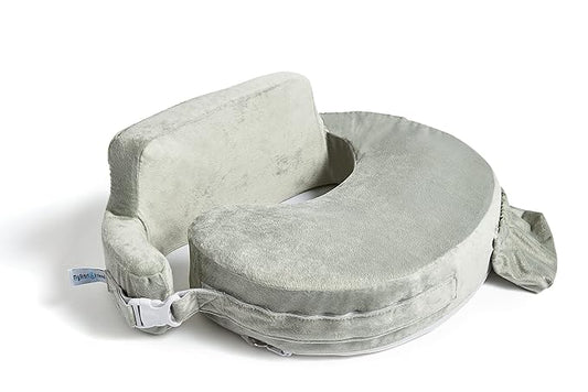 My Brest Friend Super Deluxe Nursing Pillow - Enhanced Comfort & Ergonomic Breastfeeding Pillow for Ultimate Support For Mom & Baby - Adjustable and with Handy Side Pocket, Platinum