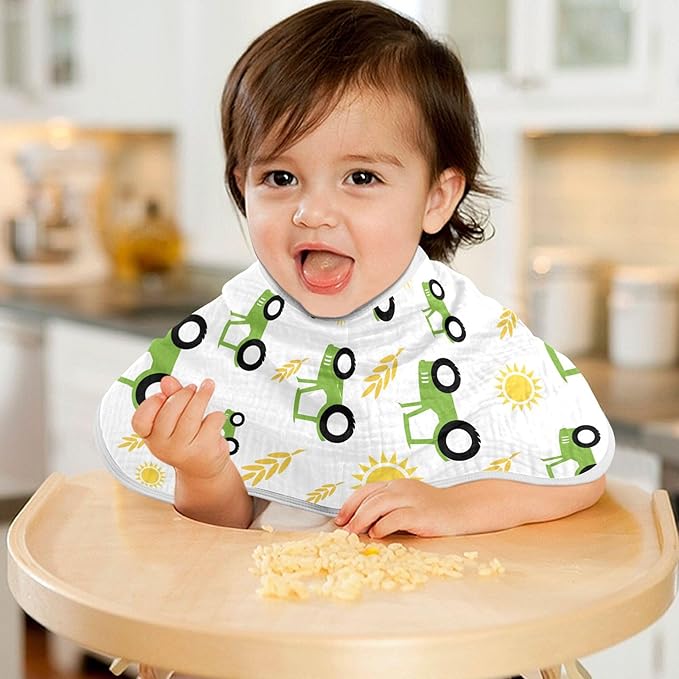 Tractor Farm Burp Cloths Baby Boys Girls Absorbent Soft Cotton Burping Cloths Rags 4 Pack