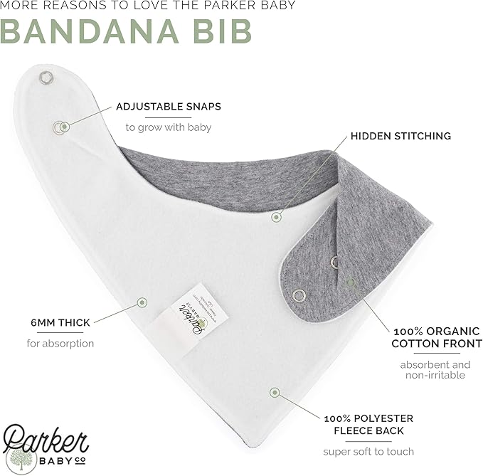 Parker Baby Bandana Drool Bibs for Boys, Girls & Unisex - Soft & Stylish Teething Bibs for Babies