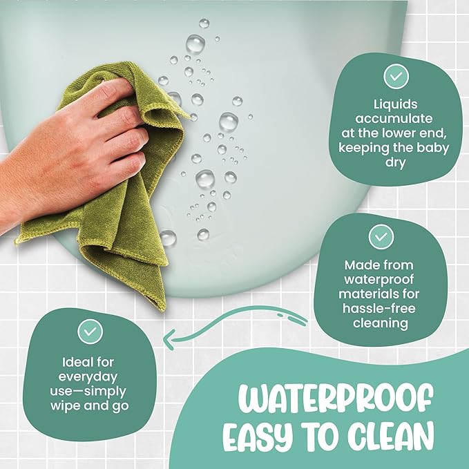 Waterproof Baby Changing Pad - Contoured Diaper Changing Station - High Safety Edges & Adjustable Belt - Easy Wipe Clean PU Foam - Non-Slip Portable Changing Mat for Nursery Dresser - SageGreen
