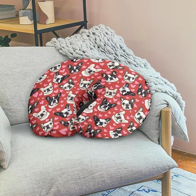Jeiento Red Love Heart French Bulldog Nursing Pillow Covers Soft and Comfortable Nursing Cover for Breastfeeding Pillow
