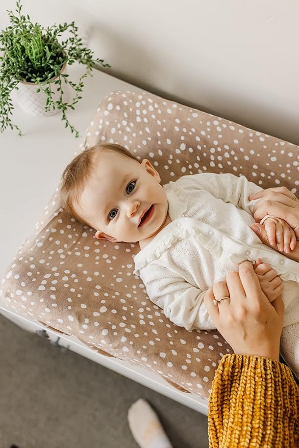 Premium Knit Changing Pad Cover by Copper Pearl: Soft, Stylish, and Universal Fit for All Standard Diaper Changing Pads, Trendy Design Changing Pad Covers, Fawn