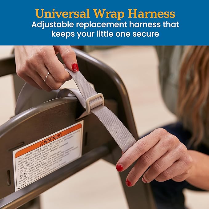 ECR4Kids Universal 5-Point Wrap Harness Strap for High Chairs, Replacement Part, Grey