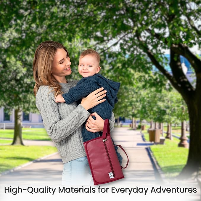 Portable Diaper Changing Pad - Compact Foldable Waterproof Travel Baby Changing Mat, Lightweight On-the-Go Diaper Clutch with Built-in Cushion & Wipe-Clean Surface