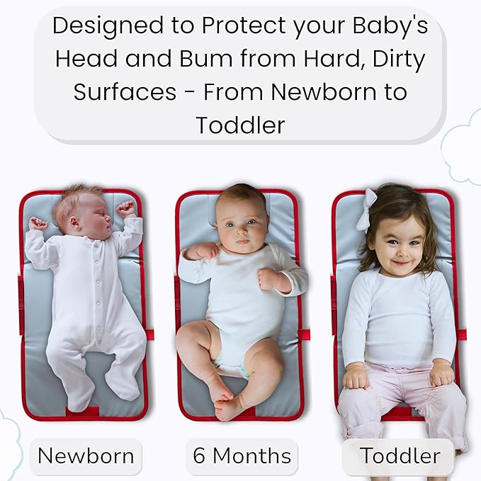 Portable Diaper Changing Pad - Compact Foldable Waterproof Travel Baby Changing Mat, Lightweight On-the-Go Diaper Clutch with Built-in Cushion & Wipe-Clean Surface