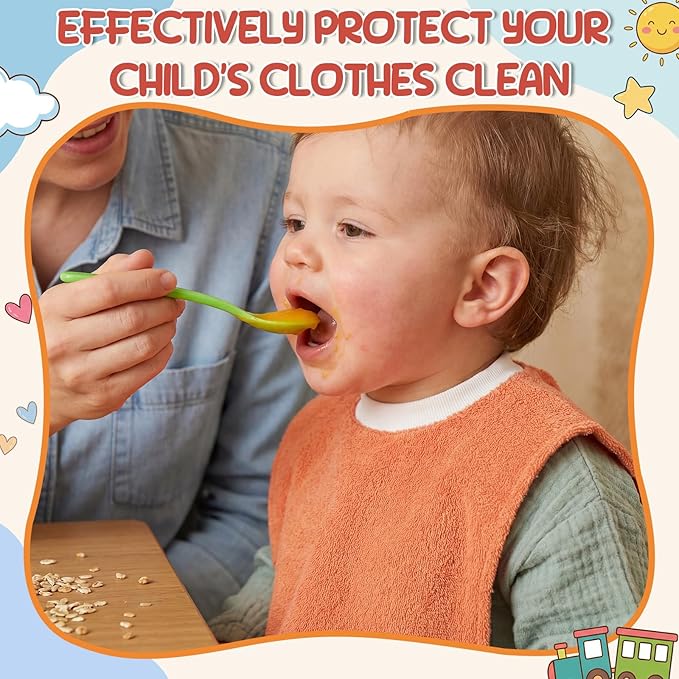 Foaincore 6 Pcs Pullover Baby Bibs Cotton Terry Toddler Absorbent Infant for Feeding and Drooling Towel Bib (Novel Colors)