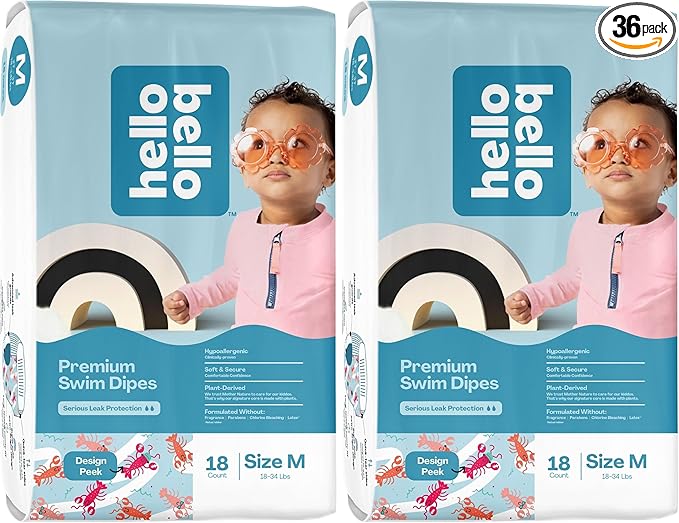 Hello Bello Premium Swim Diapers I Affordable and Eco-Friendly Disposable Swim Dipes for Babies and Kids I Size Medium,(Pack of 36)