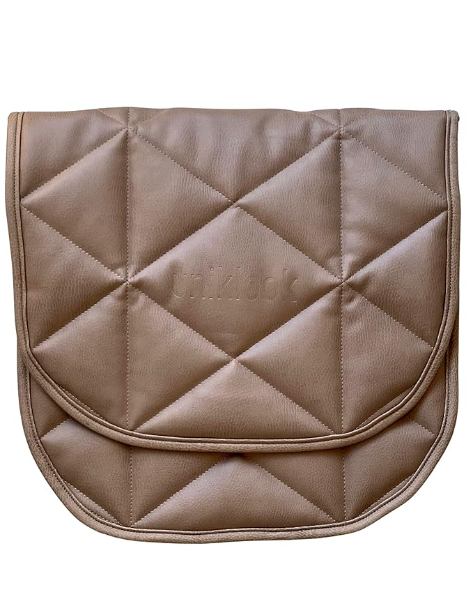 Quilted Padded Vegan Leather Portable Changing pad Mat | Play mat Baby Toddler Infant by Uniklook | Baby Diaper | Tummy Time Mat Crawling Play Time | Waterproof Baby Infant Floor Mat 16”x30” (Tan)