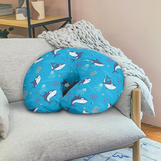 Shark Nursing Pillow Cover, Fits The Original Support for Breastfeeding, Bottle Feeding, and Bonding Shark Comfortable Slipcover for Baby Girl and Boy Blue