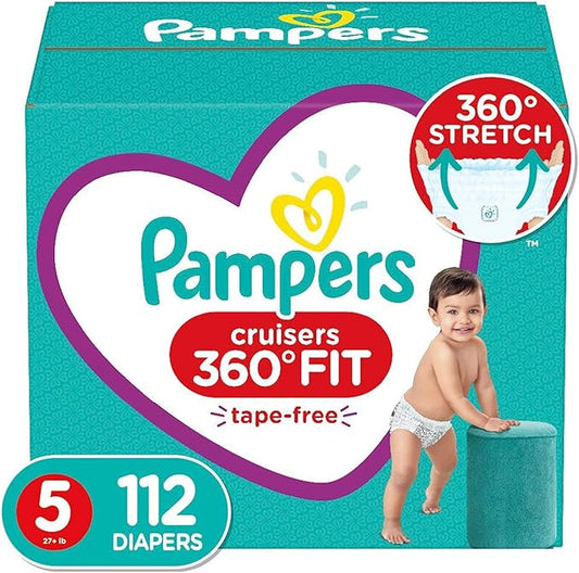 Pampers Pull On Diapers Size 5 - Cruisers 360˚ Fit Disposable Baby Diapers with Stretchy Waistband, 112Count ONE Month Supply