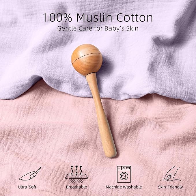 Baby Changing Pad, Muslin Diaper Changing Pad with Waterproof Lining, Changing Table Pads for Dresser with 2 Pack Muslin Covers(Pink + Purple)