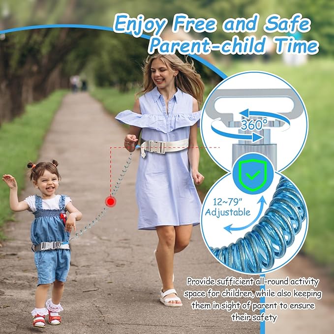 Hands Free Toddler Leash for Kids with Lock, Adjustable Child Harness Leashes for Toddlers, Baby Walking Harness for Outdoor Travel, Safety Harness for Kids with Autism Special Needs ADHD