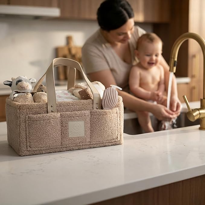 Baby Diaper Caddy Organizer–Includes Toiletry Bag, Baby Essentials, Nursery Storage Basket, Portable Diaper Organizer, Newborn Essentials & Baby Registry Must Have